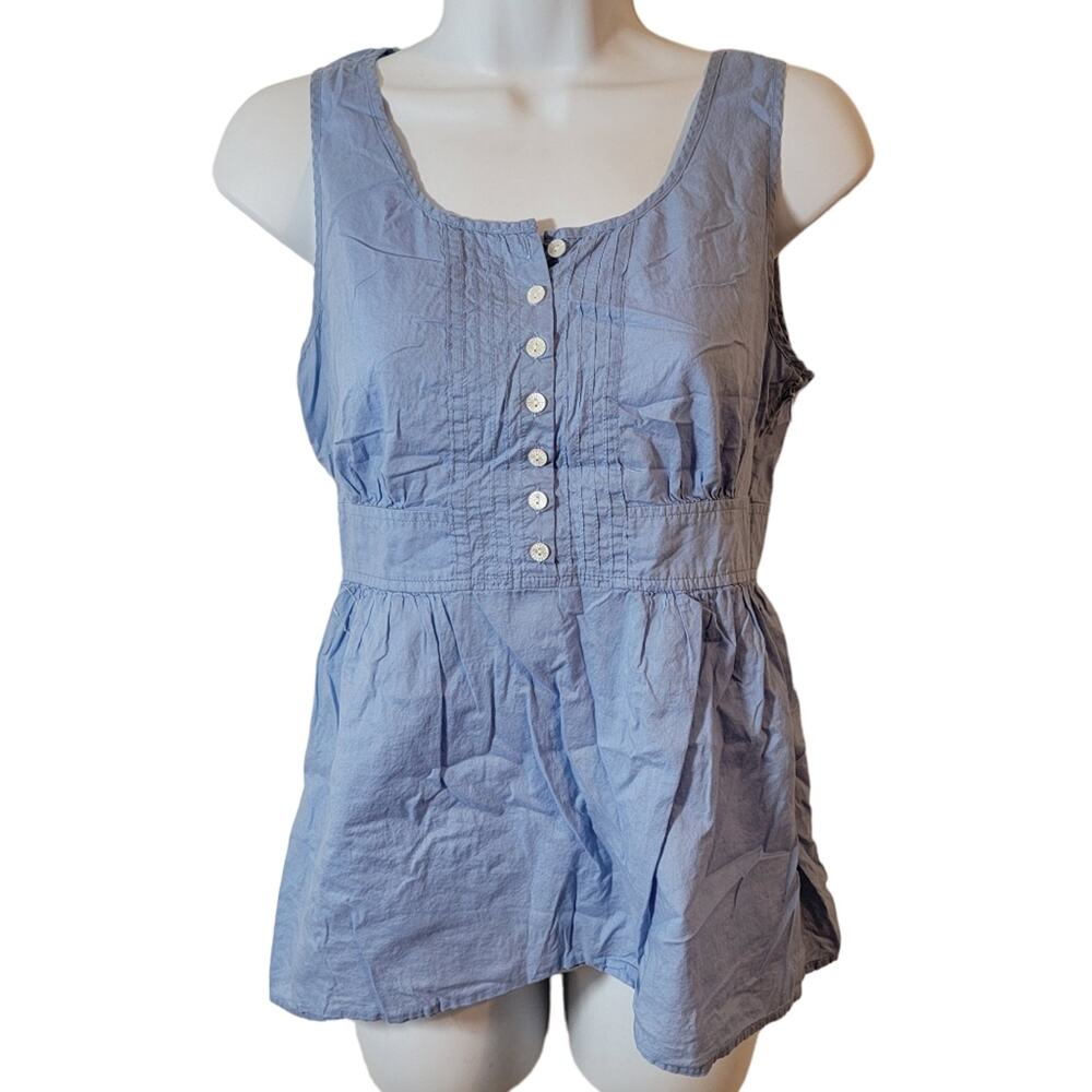 J. Crew Light Denim Blue Sleeveless Peplum Crewneck Blouse Size 2